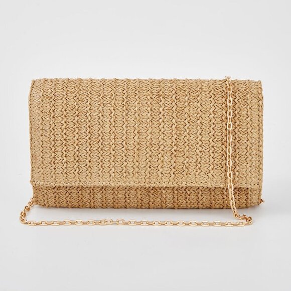 Versatile Woven Straw Clutch Handbag - Adjustable Strap for Stylish Summertime - Picture 2 of 8